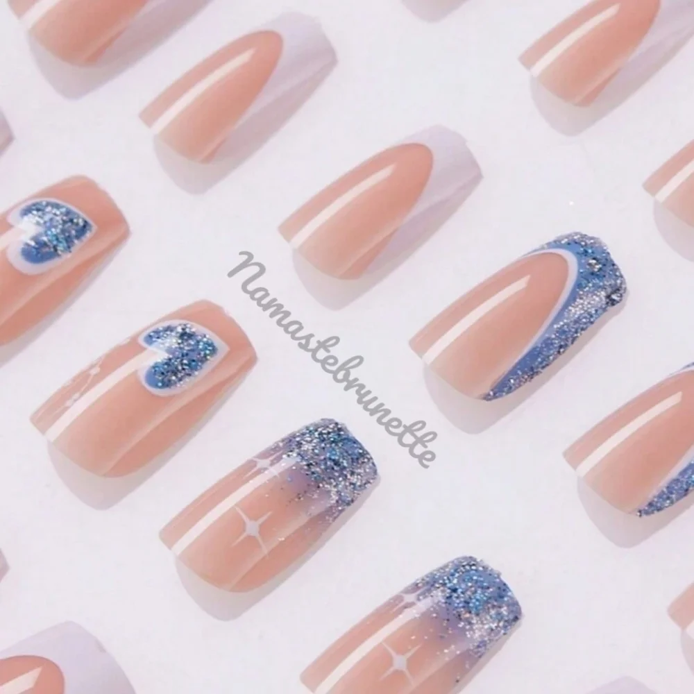 2/$16 Heart French Manicure Press On Nails